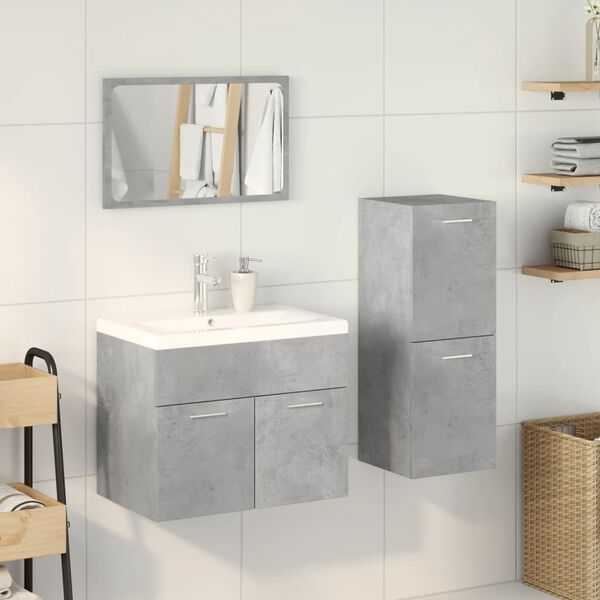 vidaXL Ensemble de meubles de salle de bain 4 pcs gris b&eacute;ton