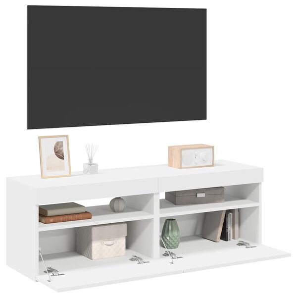 vidaXL Meubles TV avec lumières LED 2 pcs Blanc 60x35x40 cm