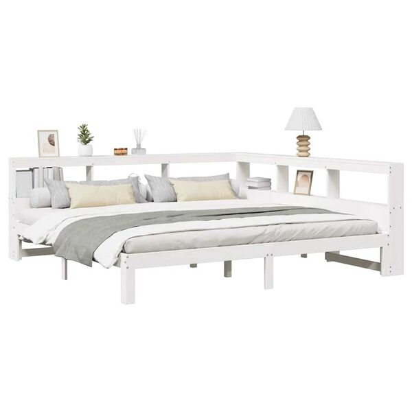 vidaXL Lit biblioth&egrave;que sans matelas blanc 180x200 cm bois pin massif