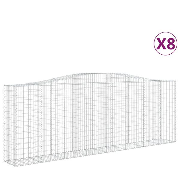 vidaXL Paniers &agrave; gabions arqu&eacute;s 8 pcs 400x50x140/160 cm Fer galvanis&eacute;