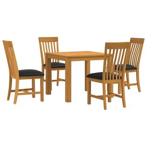 vidaXL Ensemble de salle &agrave; manger 5 pc Noir Bois de ch&ecirc;ne massif