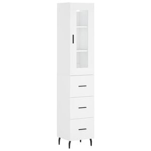vidaXL Buffet haut Blanc 34,5x34x180 cm Bois d'ing&eacute;nierie