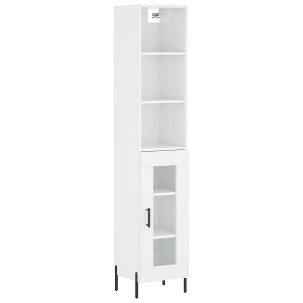 vidaXL Buffet haut Blanc brillant 34,5x34x180 cm Bois d'ing&eacute;nierie