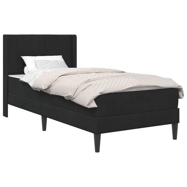 vidaXL Cadre de lit avec matelas Noir 90 x 200 cm Velours