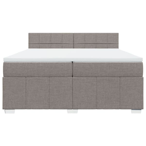 vidaXL Sommier &agrave; lattes de lit avec matelas Taupe 200x200 cm Tissu