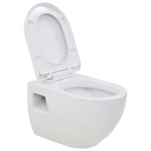 vidaXL WC suspendu en c&eacute;ramique Blanc