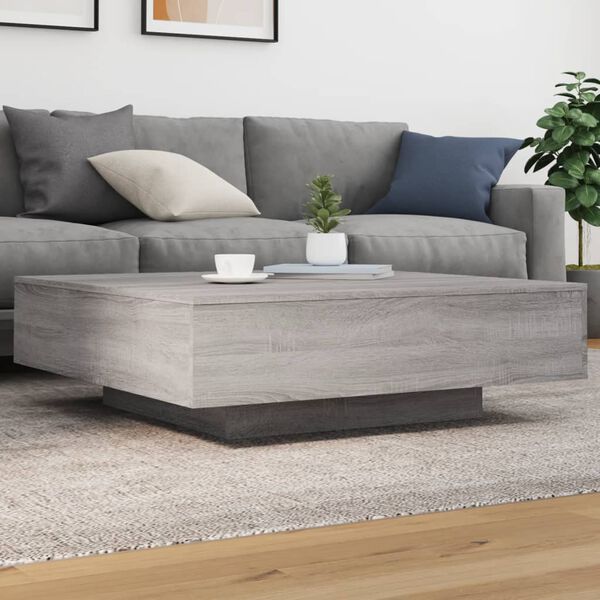 vidaXL Table basse avec lumi&egrave;res LED sonoma gris 100x100x31 cm