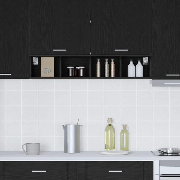 vidaXL Armoire suspendue avec stockage Ch&ecirc;ne noir 20 x 29,5 x 100 cm