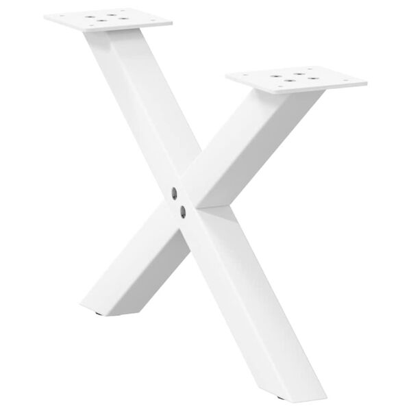 vidaXL Pieds de table basse en forme de X, 2 pi&egrave;ces, blanc, 50 x (30-31) cm, acier