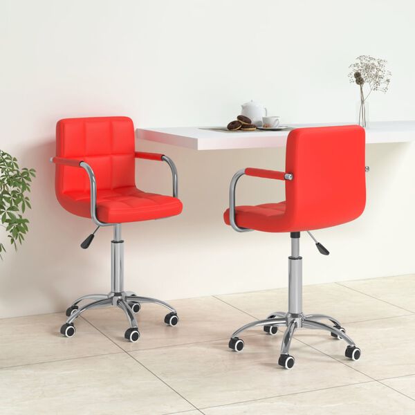 vidaXL Chaises &agrave; manger pivotantes lot de 2 rouge similicuir