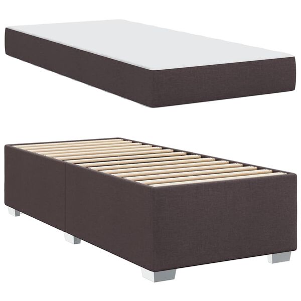 vidaXL Cadre de lit avec matelas Marron fonc&eacute; 80 x 200 cm tissu