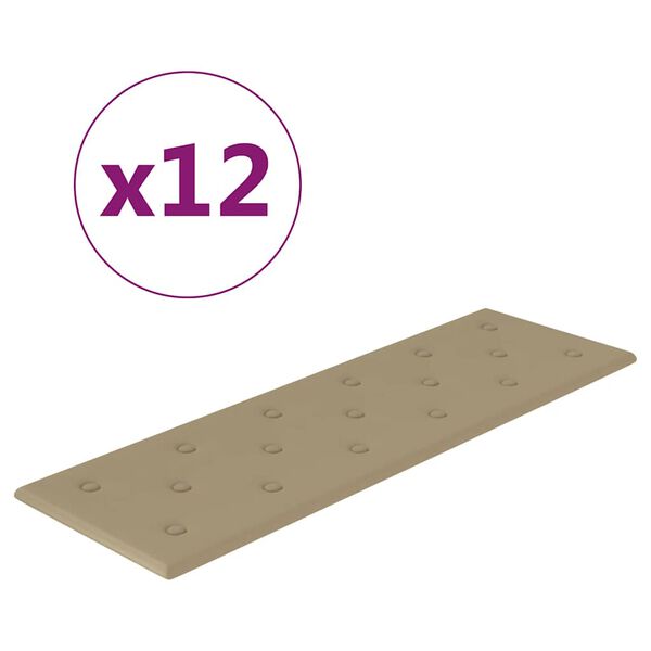 vidaXL Panneaux muraux 12 pcs Cappuccino 90x30 cm Similicuir 3,24 m&sup2;