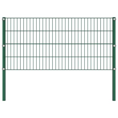 vidaXL Panneau de clôture avec poteaux Fer 13,6 x 0,8 m Vert