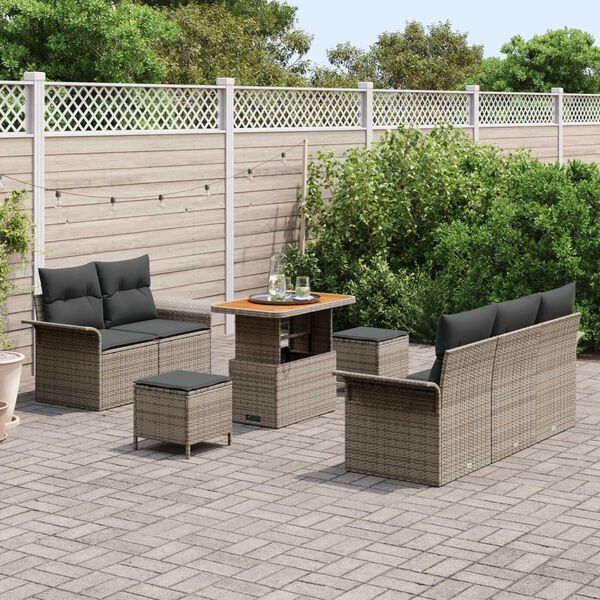 vidaXL Ensemble de canapé de jardin 8 pcs Gris polyrotin