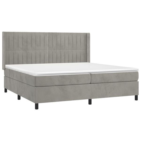 vidaXL Sommier &agrave; lattes de lit matelas et LED Gris clair 200x200 cm