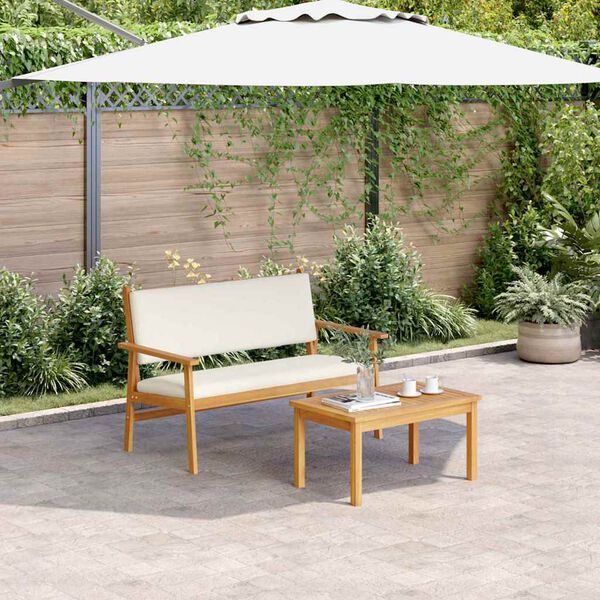 vidaXL Banc de jardin avec coussin Blanc cr&egrave;me Bois d'Acacia Massif