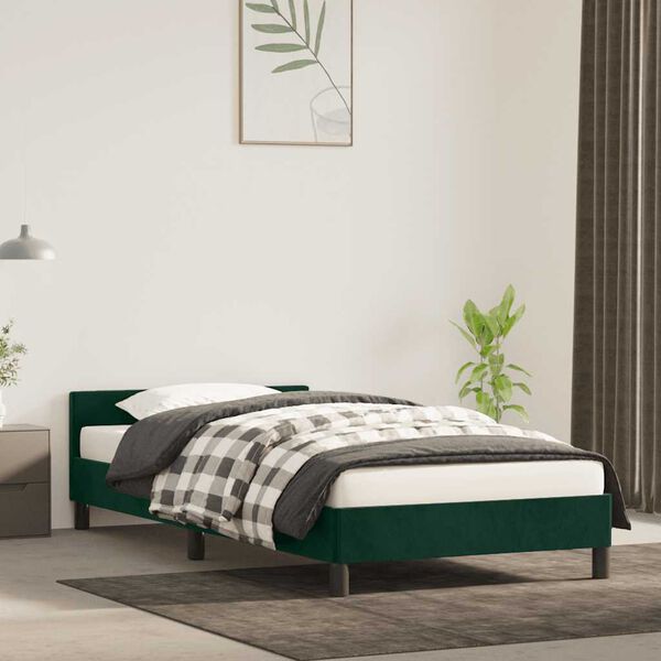 vidaXL Cadre de lit sans matelas vert fonc&eacute; 90x190 cm velours
