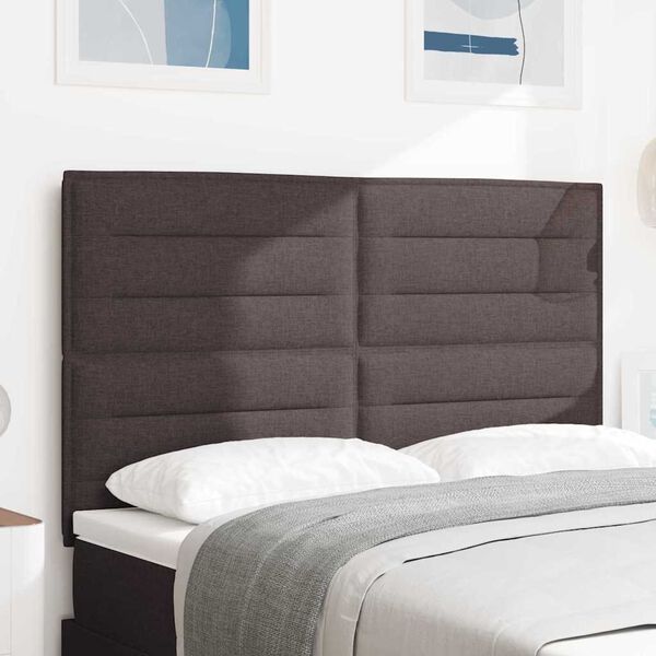 vidaXL T&ecirc;te de lit LED avec t&ecirc;te de lit Marron fonc&eacute; 144 cm Polyester