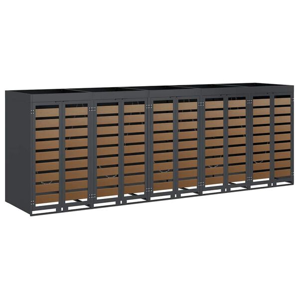 vidaXL Rangement de poubelle &agrave; roulettes pour 3 poubelles Anthracite