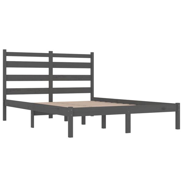 vidaXL Cadre de lit sans matelas gris bois massif 200x200 cm