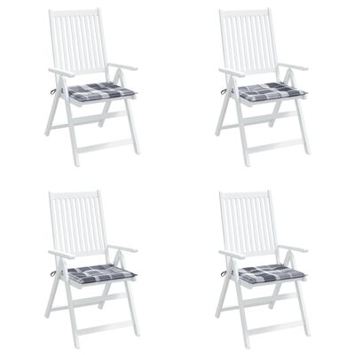 vidaXL Coussins de chaise de jardin lot de 4 carreaux gris 50x50x3 cm