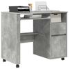 vidaXL Bureau avec roues Gris b&eacute;ton 91 x 50 x 77 cm Bois d'ing&eacute;nierie