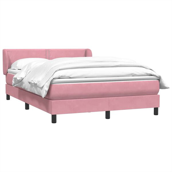 vidaXL Sommier &agrave; lattes de lit avec matelas rose 160x220 cm velours