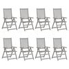 vidaXL Chaises inclinables de jardin et coussins lot de 8 Gris Acacia