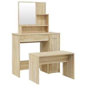 vidaXL Ensemble de coiffeuse Ch&ecirc;ne Sonoma 86,5x35x136 cm