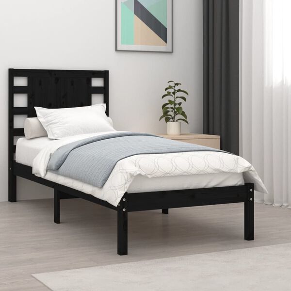vidaXL Cadre de lit sans matelas noir 100x200 cm bois massif de pin