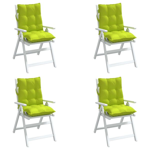 vidaXL Coussins de chaise &agrave; dossier bas lot de 4 vert vif