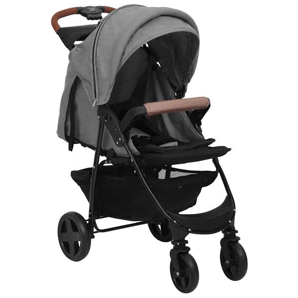 vidaXL Poussette pour b&eacute;b&eacute; 3-en-1 Gris clair Acier