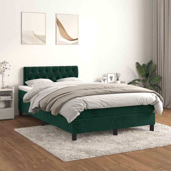 vidaXL Sommier &agrave; lattes de lit avec matelas vert fonc&eacute; 120x190 cm