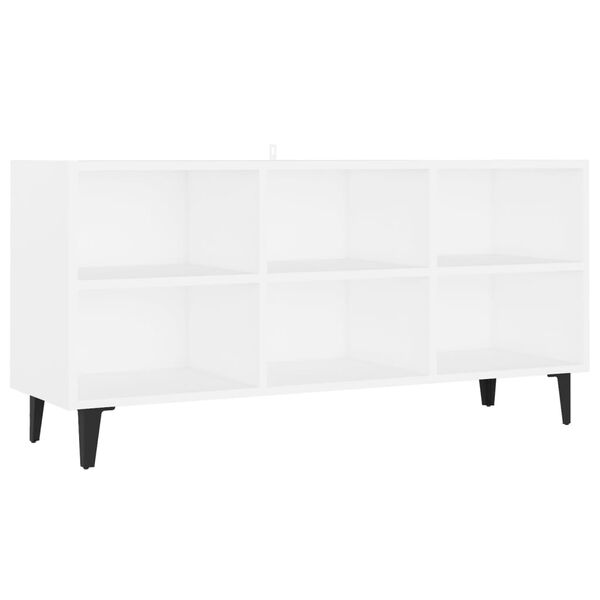 vidaXL Meuble TV avec pieds en m&eacute;tal Blanc 103,5x30x50 cm