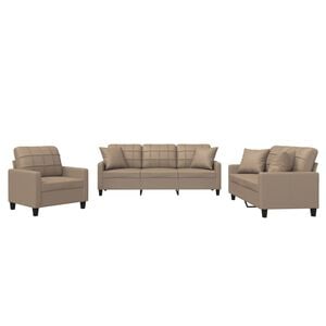 vidaXL Ensemble de canap&eacute;s 3 pcs avec coussins cappuccino similicuir