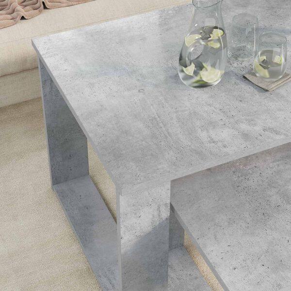 vidaXL Ensemble de tables basses 2 pcs Gris b&eacute;ton Bois d'ing&eacute;nierie