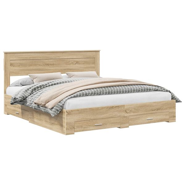 vidaXL Cadre de lit Ch&ecirc;ne Sonoma 200 x 200 cm Bois d'ing&eacute;nierie