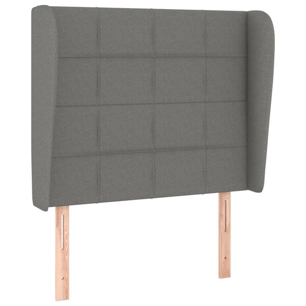 vidaXL T&ecirc;te de lit avec oreilles Gris fonc&eacute; 103x23x118/128 cm Tissu