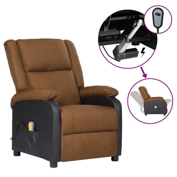 vidaXL Fauteuil de massage électrique taupe similicuir et tissu