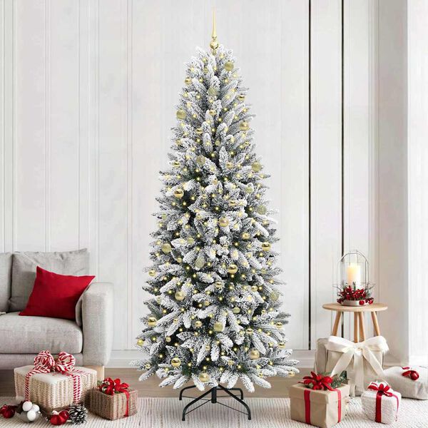 vidaXL Sapin de No&euml;l artificiel avec 300 LED avec support Blanc 240 cm
