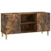 vidaXL Meuble TV 102 x 34,5 x 50 cm Ch&ecirc;ne fum&eacute; Bois d'ing&eacute;nierie