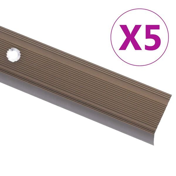 vidaXL Nez de marche forme en L 5 pcs aluminium 90 cm marron