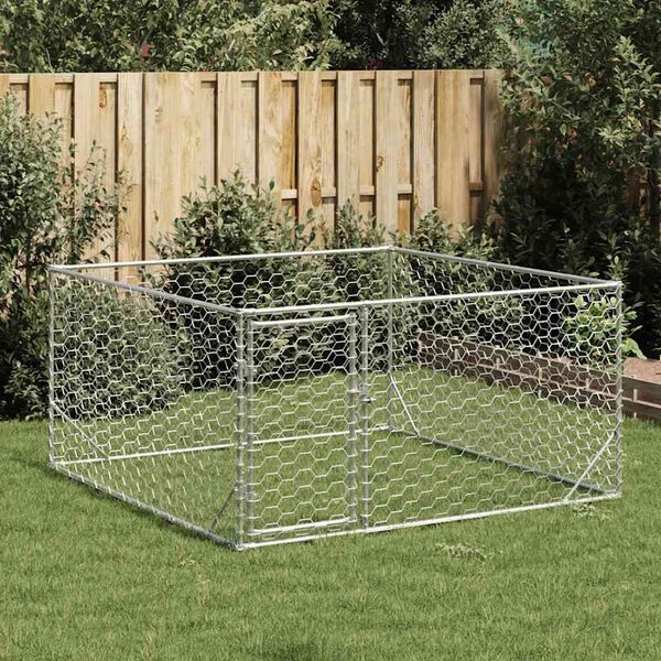 vidaXL Niche d'extérieur pour chien avec porte, 2 x 2 x 1 m, acier galvanisé