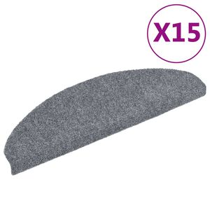 vidaXL Tapis d'escalier auto-adh&eacute;sifs 15 pi&egrave;ces 65 x 21 x 4 cm Gris clair Demi-rond Grand