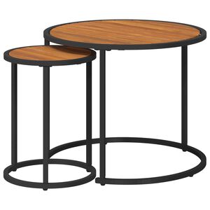 vidaXL Ensemble de tables basses 2 pc Naturel et noir 55 x 55 x 45 cm