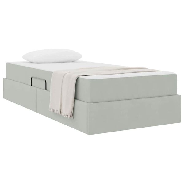 vidaXL Lit avec rangement et matelas Gris clair 90 x 190 cm Velours