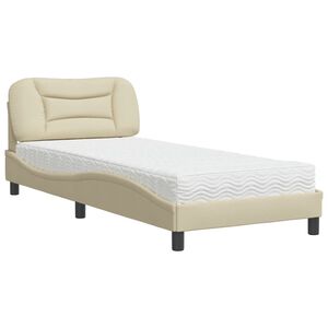 vidaXL Lit avec matelas Hvar cr&egrave;me 90x200 cm tissu