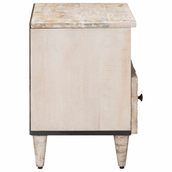 vidaXL Meuble TV Blanc 70 x 33,5 x 46 cm Bois de mangue massif