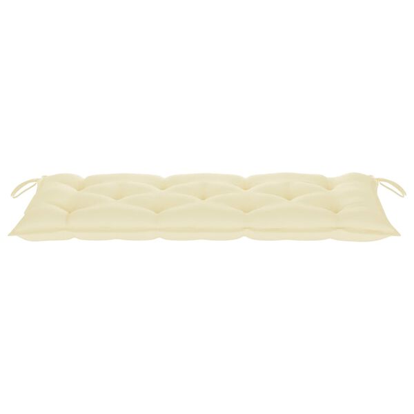 vidaXL Banc de jardin avec coussin blanc cr&egrave;me 120 cm Bois de teck
