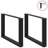 vidaXL Pieds de table basse en U, 2 pi&egrave;ces, noir, 60 x (42-43) cm, acier